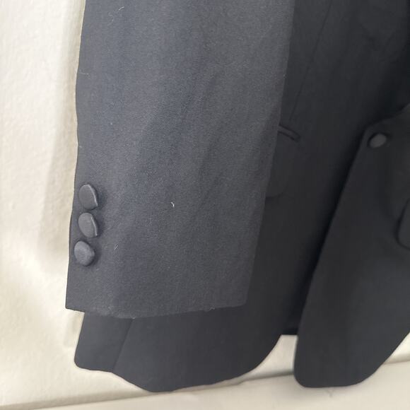 Pierre Balmain Tuxedo Jacket Blazer Men 42S Black 100% Wool Formal Wedding Satin - Picture 4 of 11